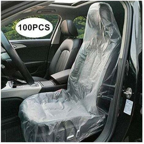 Lot de 100 housses de siège de voiture jetables en plastique transparent - Protégez votre voiture : Ces housses jetables en plastique transparent sont parfaites pour protéger les sièges de v