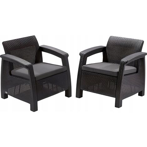 Keter Corfu Duo Conjunto 2 Sillones de Jardín Grafito (1/3)