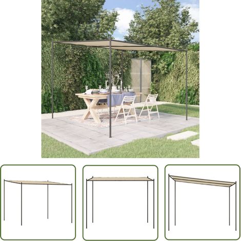 The Living Store Pavillon Beige 3x3 m 180 g/m² Stoff und Stahl - Pavillon - Gartenzelt - Partyzelt - Überdachung - Terrasse (1/5)