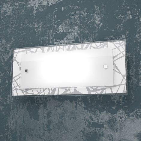 Applique Contemporanea Stripes Metallo Bianco Vetro Serigrafato 2 Luci E27 46Cm (1/2)