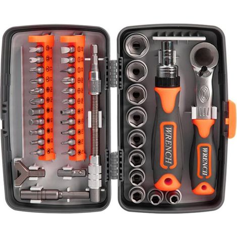 38-in-1-Multifunktions-Ratschenschlüssel mit hoher Härte, für Zuhause, mechanische Reparatur, rotierender Schraubendreherkopf-Satz