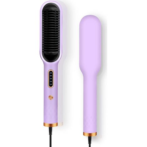 fer Lisser Multifonctionnel, Cran Lcd 2 En 1, Fer Friser 140c-220c, Peigne Ions Ngatifs Chauffage Rapide Ptc, Brosse Chauffante (1/5)
