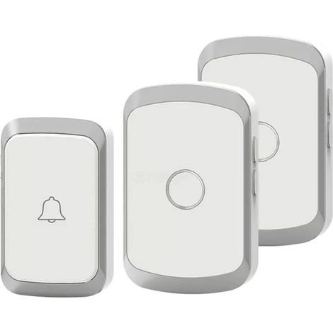 Sonnette sans fil, sonnette LED intelligente domestique, 1 sonnette et 1 bouton dans un rayon de 300 mètres,blanc