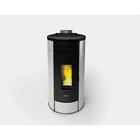 stufa a pellet ermetica freepoint "globe" bianco 11 kw (1/3)