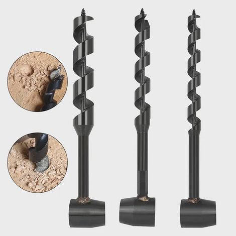 Ensemble de 3 outils bois : perceuse manuelle, clé et mèche spirale, pour camping et randonnée