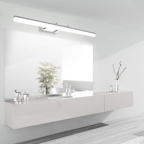 Applique murale LED pour miroir de salle de bain IP44 12W 1170LM, angle réglable, luminaire moderne pour armoire de salle de bain avec miroir, 6000K, 50 cm, chromée