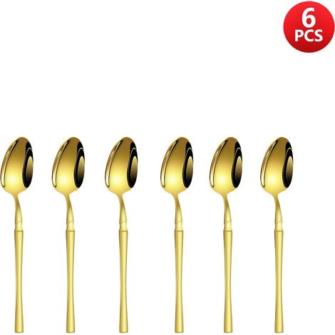 (Cuillère à café 6 pièces) Ensemble de couverts en acier inoxydable, un petit ensemble de vaisselle exquis et luxueux. (1/5)