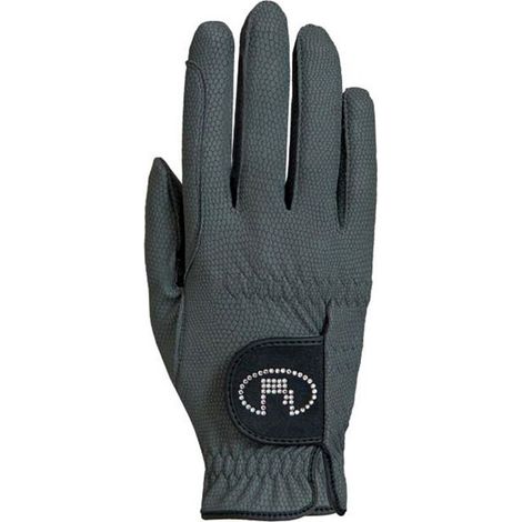 Guanti equitazione da gara e tempo libero Roeckl modello Lisboa con rinforzi per grip sulle redini e decoro Swarovski: 6,5, Bianco e Bianco (1/5)