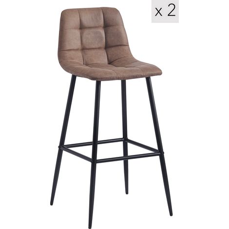 Nordlys - Lot de 2 Tabourets de Bar Metal Tissu Scandinave