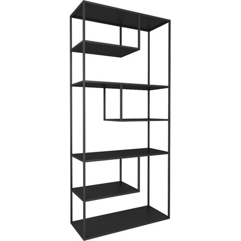 Scaffale dal design senza tempo per soggiorno/camera da letto mobile contenitore indipendente acciaio 188 x 85 x 35 cm nero 030011155