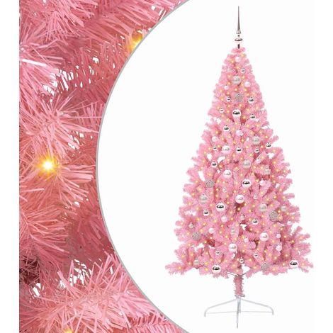 Sapin de Noël，Arbre de Noël artificiel pré-éclairé Rose 240 cm PVC CFW15122 (1/5)