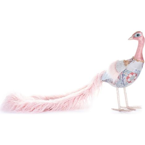 Dekoration MagicHome Weihnachten, Pfau, rosa, flaumig, 60x28x35 cm (1/3)