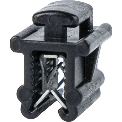 WKK Kantenclips für Kabelbinder Kantenbefestigung KC1 - Befestigungsclips längs zum Profil Oben 0,7-3,0mm, schwarz - 100 Stück