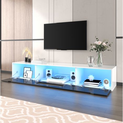 MEUBLIV mobile TV 180x35x30 cm nero e bianco lucido – LED multicolore (1/5)