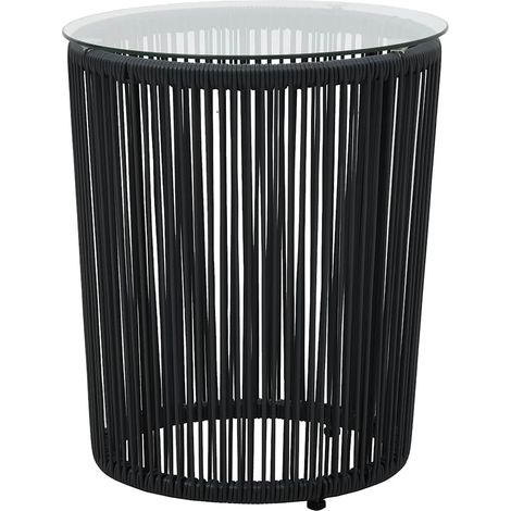 Ensemble Table + 2 chaises de bistro, Set bistrot, Ensemble repas de jardin, avec coussins Rotin PVC Noir OIB4086E (1/5)