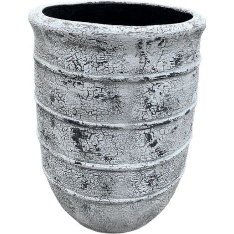 Pot décoratif en fibre de ciment Anzel Cream & Black Cracking - Taille S (1/4)