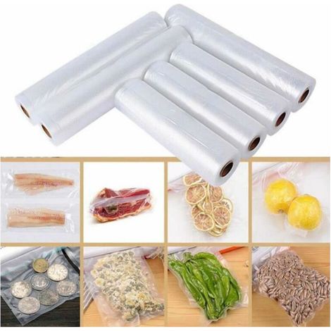 Set di 6 rotoli di sacchetti sottovuoto per alimenti con rilievo, 20x500 cm + 28x500 cm -Crezuo