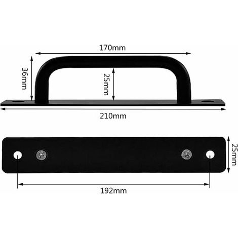 Poignee Porte Coulissante, 2 Pièces Poignée de porte Grange, Poignée de Porte en Noire, Poignées de Porte Intérieure Extérieure Avec Vis, pour Cuisine, Meubles, Armoires, Placards, Portes-- (1/4)