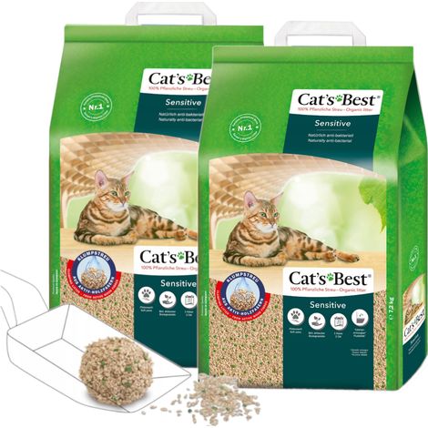 Lettiera per gatti in legno antibatterica Cat's Best Sensitive per lettiere da 2x20 litri