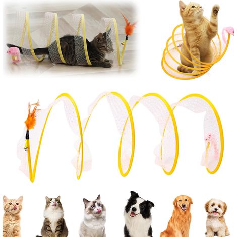 Jouet Tunnel pour Chat Interieur Jouets pour Chats Forme de Spirale Jeu tunelle Pliable Chat Jouer pour Chaton Cat Toy à Plumes Tunnel Pliable pour Chien Lapin Chats Cobaye (Spirale-Tunnel) (1/5)