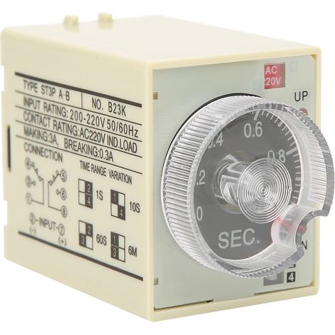 Einstellbarer Verzögerungstimer, Relais ST3PA-B, 220 V AC, geschirmtes, störungsfreies Gehäuse, 50/60 Hz (1/5)