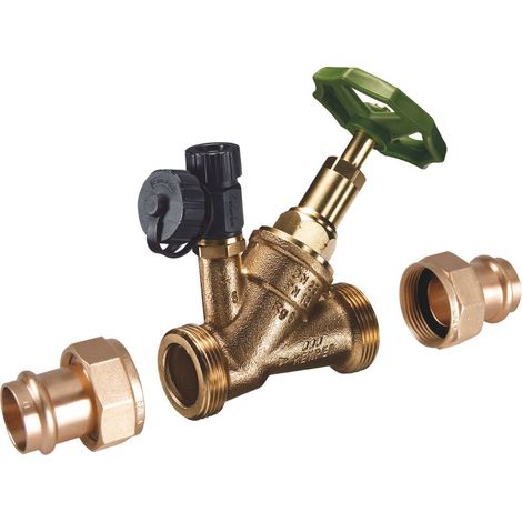 Kemper Standard Freistrom-Absperrventil m. Entleerventil, Sanpress-Verschraub. DN 15/18, PN 16, Rotguss/Messing, Figur 174 31 VT