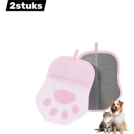 Gant en fourrure pour chiens et chats, massage et élimination des poils statiques 2 en 1, rose, lot de 2 (1/5)