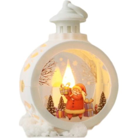 Lanterne de Noël portable décorative - Une petite veilleuse décorative de Noël avec des lumières, un ornement de bureau festif et un cadeau.