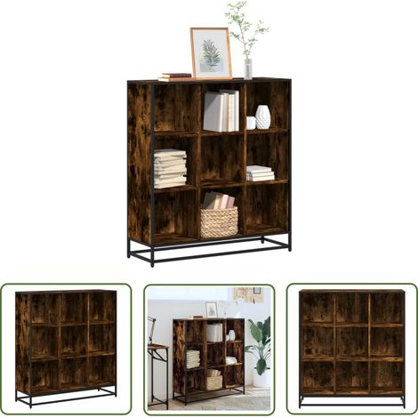 vidaXL Bibliothèque chêne fumé 97,5x33x107,5cm bois d'ingénierie métal (1/5)