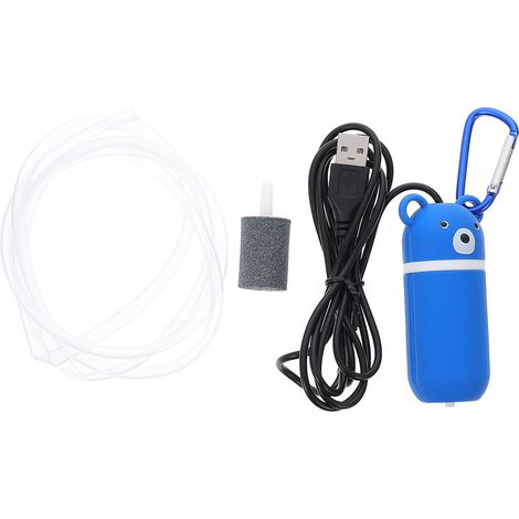 Pompe à Air USB pour Aquarium Noir avec Diffuseur, Oxygénation pour Poissons et Bassin (1/5)