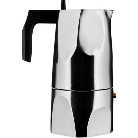 Alessi Ossidiana MT18/6 - Caffettiera per Espresso di Design in Fusione d'Alluminio, 6 Tazze (1/4)