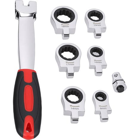 Jeu de clés à cliquet 8-19 mm avec têtes interchangeables, flexible, pour la réparation automobile, les travaux de bricolage et de construction. (1/5)