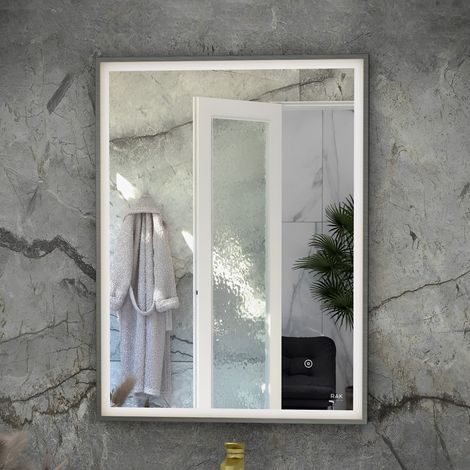 RAK Art Brushed Nickel 600mm x 800mm Square LED Mirror - RAKARTSQBN5002 (1/2)