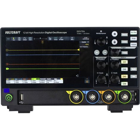 Oscilloscope numérique VOLTCRAFT DOV704 70 MHz 4 canaux 1.25 Géch/s 50 Mpts 12 bits mémoire numérique (DSO) Y374653 (1/5)