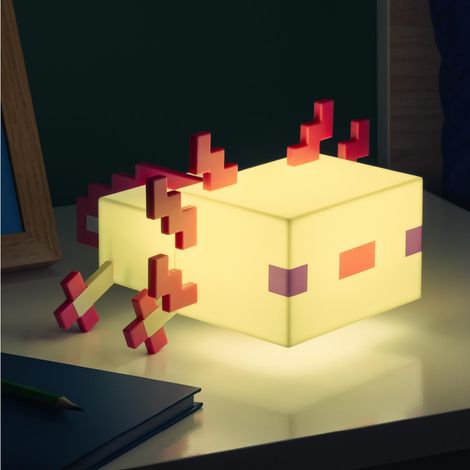 Lampe Axolotl Minecraft - Officielle, Cinq Modes de Couleur, Lampe pour Bureau de Jeu ou Table de Nuit, Décor pour Gamers, Fonctionne sur Piles, Rose (1/5)