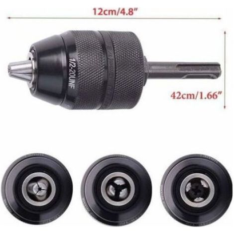 Adaptateur Sds Plus - Mandrin Autoserrant 2-13 mm - Pour Perceuse à Percussion - 1/2-20UNF - 1 Pièce (1/5)