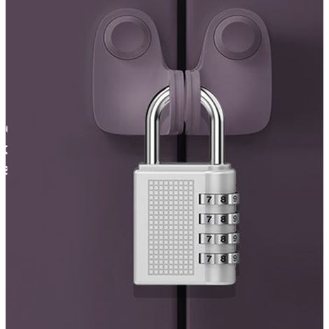 Cadenas à combinaison à 4 chiffres en alliage de zinc, verrou mécanique à code numérique à suspendre pour armoire de rangement, couleur argent (1/5)