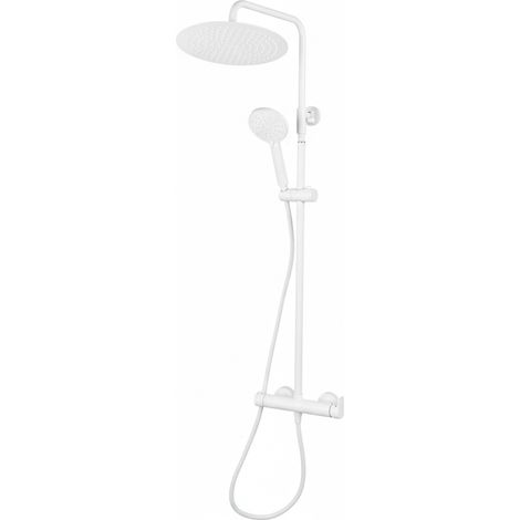 Presto Aroha 46550303 Columna ducha mezcladora blanco rociador 300 mm inoxy flexo pvc (1/2)