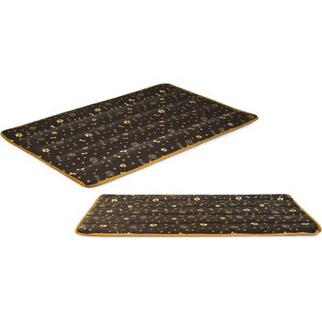 Tappetino per cuccia per cani 100x70 cm impermeabile con motivo ossa dorate