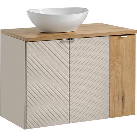 Meuble simple vasque 80cm 3 portes Manoa Cachemire et Bois