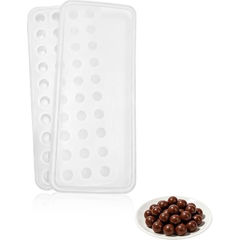 Silikon-Schokoladenform mit 40 Mulden (1,7 cm Durchmesser), Mini-Kugelform aus Silikon mit Deckel, Halbkugelform für Schokolade, Eiswürfel, Bonbons, Pralinen und Gebäck (1/5)