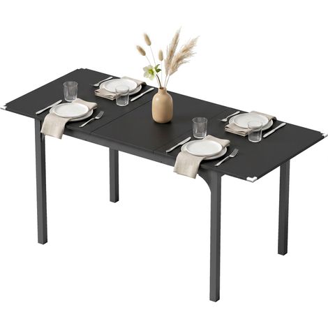 HOMCOM Tavolo Espandibile Rettangolare 4-6 Posti Allungabile da 120-160 cm Nero (1/5)