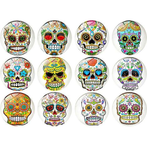 Lot de 12 autocollants magnétiques tête de mort pour réfrigérateur.-2.50X2.50X1.00CM (1/3)
