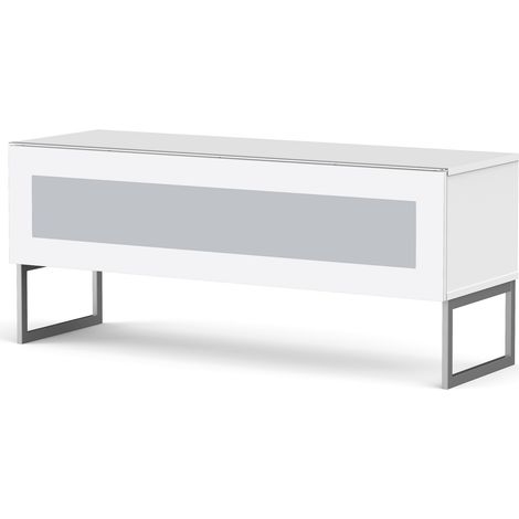 Meuble TV verre infrarouge et mélaminé blanc Napoli 120cm (1/5)