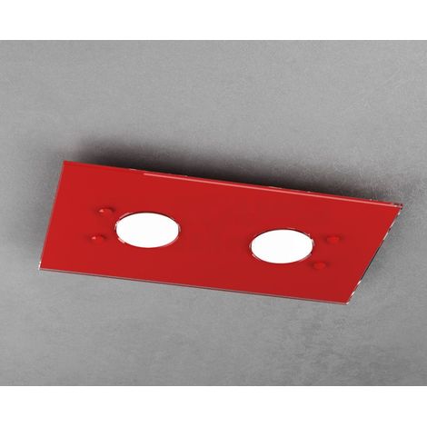 Plafonnier Rectangulaire Toplight Path À 2 Lumières Avec Culot Gx53, Structure Rouge, Design Moderne 40X20X3Cm (1/2)