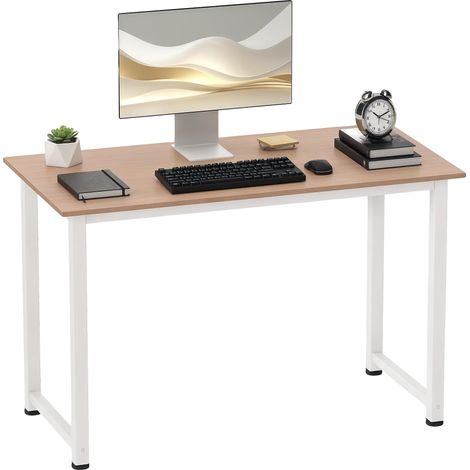 Table d'ordinateur, bois mélaminé et acier, 120x60x76 cm, capacité de poids maximale 100 kg, pieds réglables, assemblage requis (1/5)