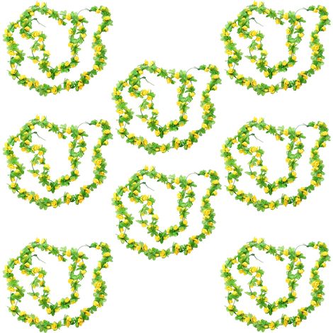 Lot de 8 (petites roses jaunes), 40 têtes, guirlandes de roses artificielles, décorations de clôture, ornements de salon et de mariage, tentures murales, fleurs artificielles. (1/2)
