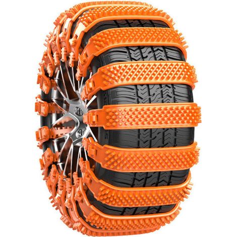 ALLIANDISChaînes à Neige pour Auto 10Pcs Réutilisables Chaine Neige Universelle pour Voiture Camion SUV Adaptées aux Pneus Largeur 165mm - 275mm pour Boue, Sable, Neige, Glace(Orange) (1/4)