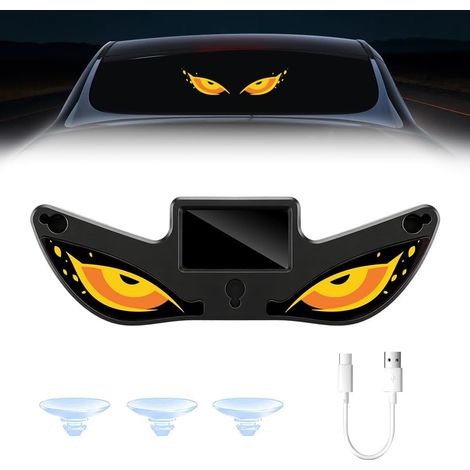 Éclairage Yeux de Diable pour Vitres de Voiture, À Énergie Solaire 6 Modes Éclairage D'ambiance LED Demon Eye pour Voiture(Jaune+Orange) (1/5)