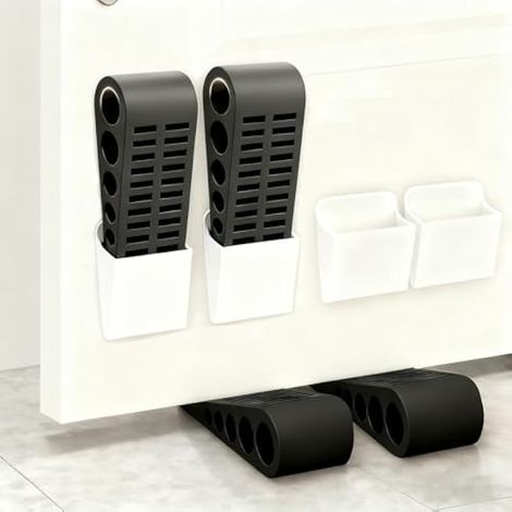Butée de porte réglable - Caoutchouc antidérapant, silencieux et inodore, protège les sols et les murs, lot de 4 butées de porte pour moquette, parquet et carrelage, noir (1/5)